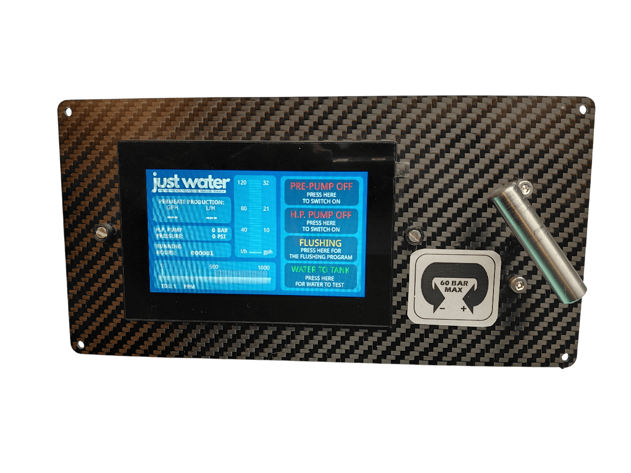 "All in One" Control Panel for Watermaker, Touch Screen Display 4.3"