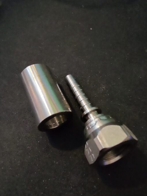 Alternative view of 1/4" BSP Straight Swivel Female 60° Cone for SAE100 R7 High Pressure Hose complete with Ferrule