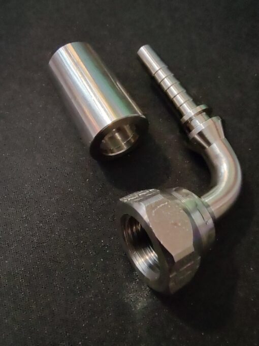 Alternative view of 1/4" BSP 90° Swivel Female 60° Cone for SAE100 R7 High Pressure Hose complete with Ferrule