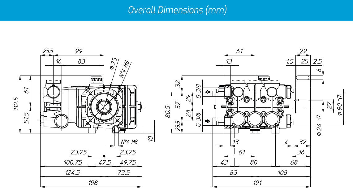 High Pressure Plunger Pump UDOR PNC Series in Brass 4 – 6 – 8 – 11 – 13 l/min - Image 2